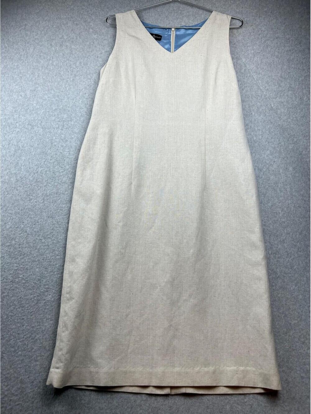 Mercer & Madison Sheath Linen Dress Womens Size 10 Beige V Neck Summer Casual